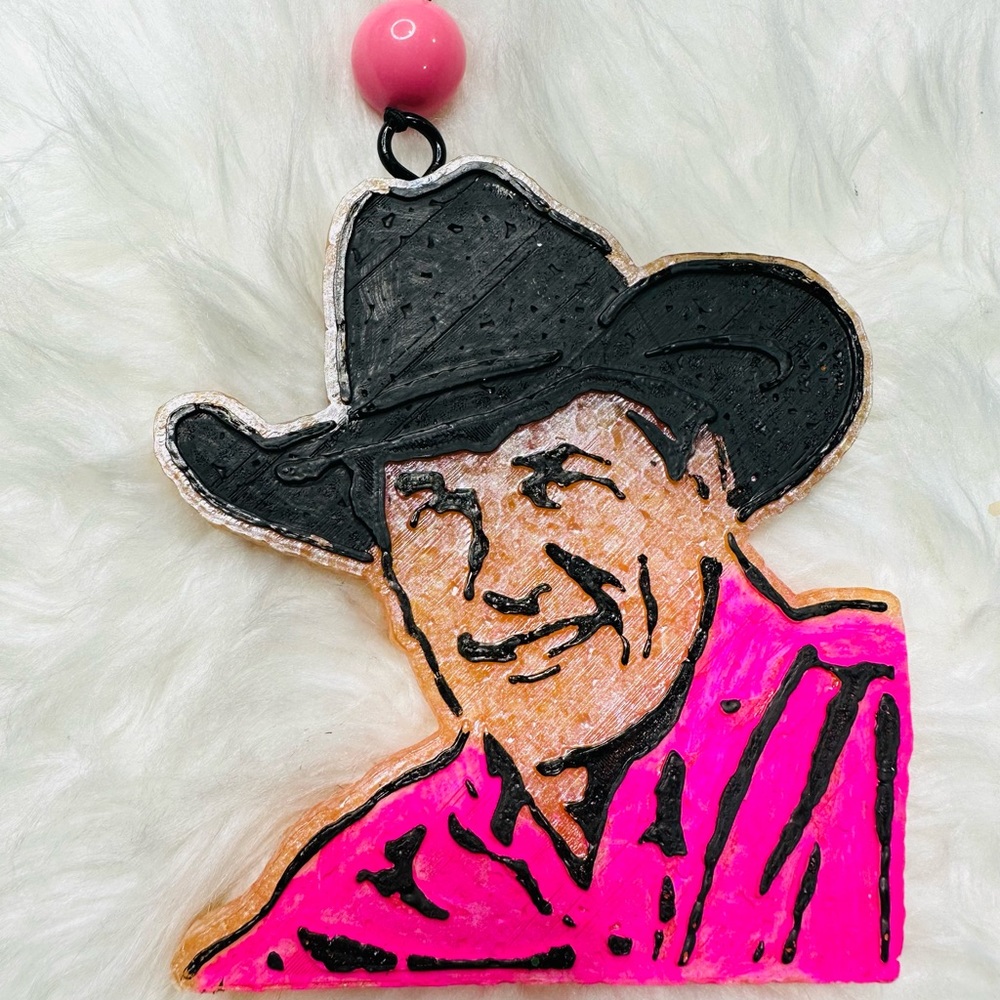 George Straight Car Freshie/ Large Size 5 x 4.5 inches. Pink Shirt